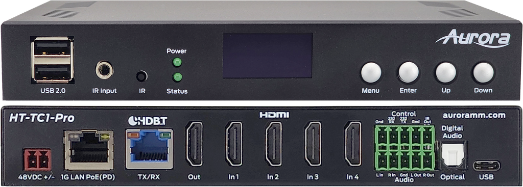 [HT-TC1-PRO] Aurora 4 input 4K60 4:4:4 uncompressed HDBaseT™ 2.0 transceiver 330ft