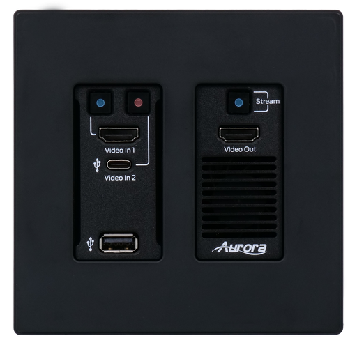 Aurora Next-gen 4K60 4:4:4 1Gbps AV-over-IP transceiver  wall plate utilizing Aurora’s Mimix™ CODEC technology