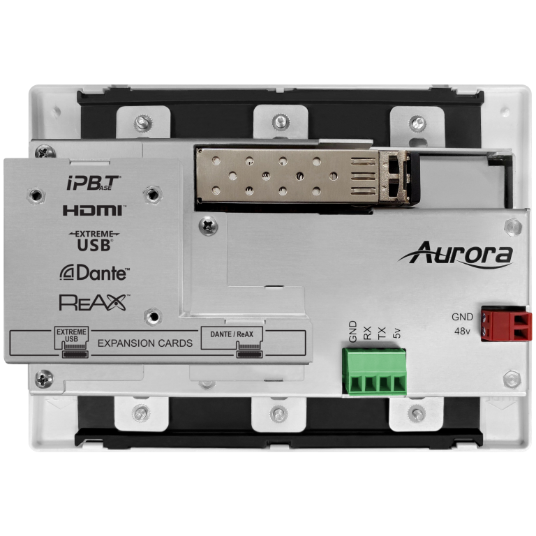 Aurora 3rd gen. 4K 10Gbps SDVoE AV-over-IP transceiver 3-gang wall plate (ASIC model, fiber version)