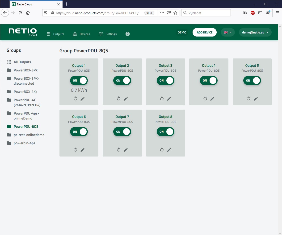 Netio cloud interface