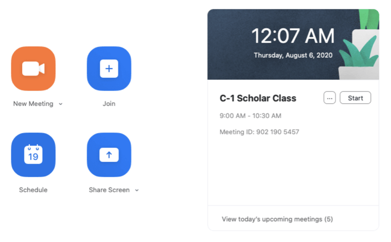 Image of Zoom home screen