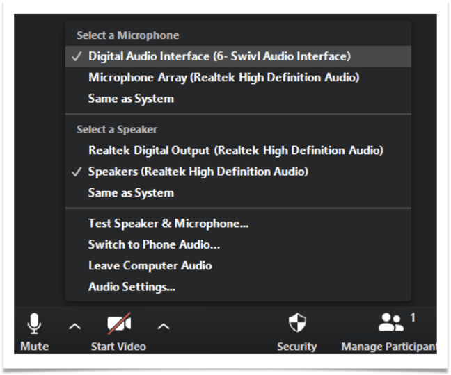 Image of microphone settings (Swivl)