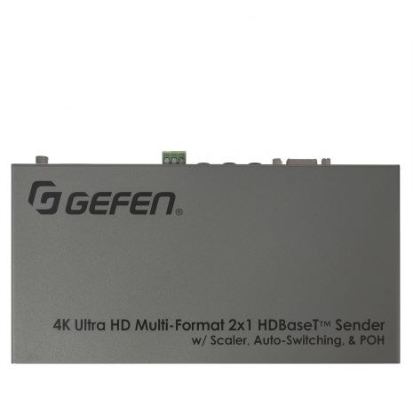 4K Ultra HD Multi-Format 2x1 HDBaseT Sender w/ Scaler, Auto-Switching, and POH