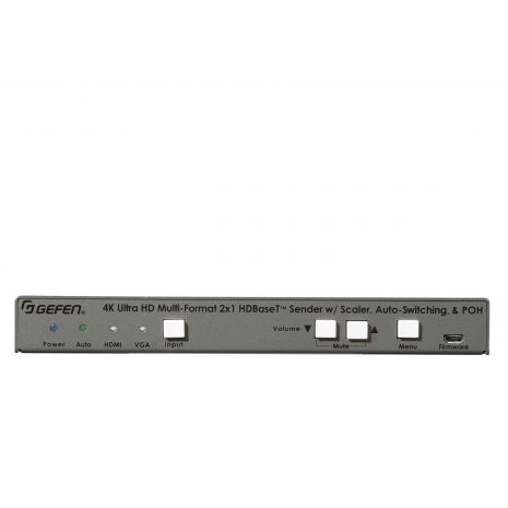 4K Ultra HD Multi-Format 2x1 HDBaseT Sender w/ Scaler, Auto-Switching, and POH