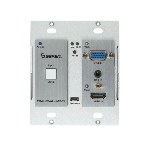 4K Ultra HD Multi-Format 2x1 HDBaseT Wall-Plate Sender w/ Scaler, Auto-Switching, and POH
