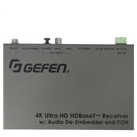 4K Ultra HD HDBaseT Receiver w/ Audio De-Embedder and POH