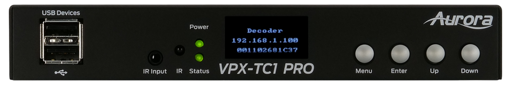 Aurora Next-gen 4K60 4:4:4 1Gbps AV-over-IP transceiver box utilizing Aurora’s Mimix™ CODEC technology (copper+SFP slot)