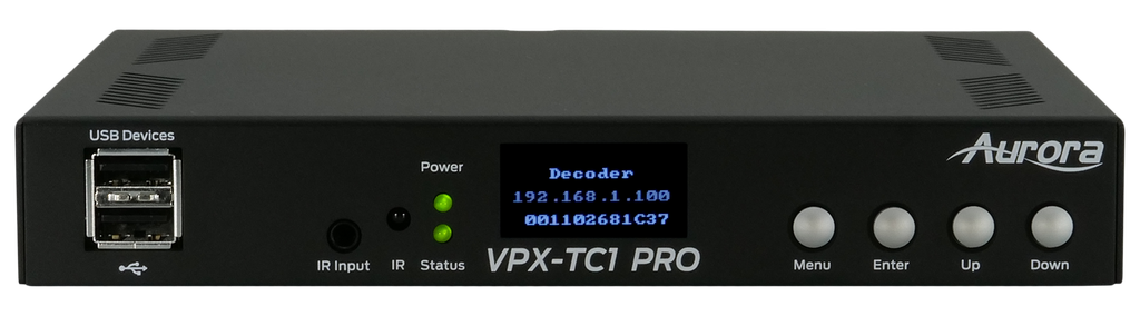 Aurora Next-gen 4K60 4:4:4 1Gbps AV-over-IP transceiver box utilizing Aurora’s Mimix™ CODEC technology (copper+SFP slot)