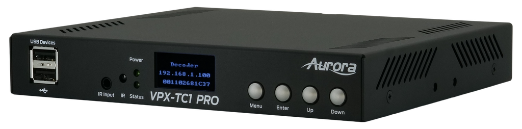 Aurora Next-gen 4K60 4:4:4 1Gbps AV-over-IP transceiver box utilizing Aurora’s Mimix™ CODEC technology (copper+SFP slot)