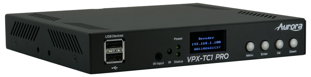 Aurora Next-gen 4K60 4:4:4 1Gbps AV-over-IP transceiver box utilizing Aurora’s Mimix™ CODEC technology (copper+SFP slot)