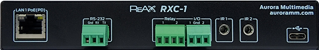 Aurora ReAX control processor with serial, relay, I/O, IR, and Ethernet control ports