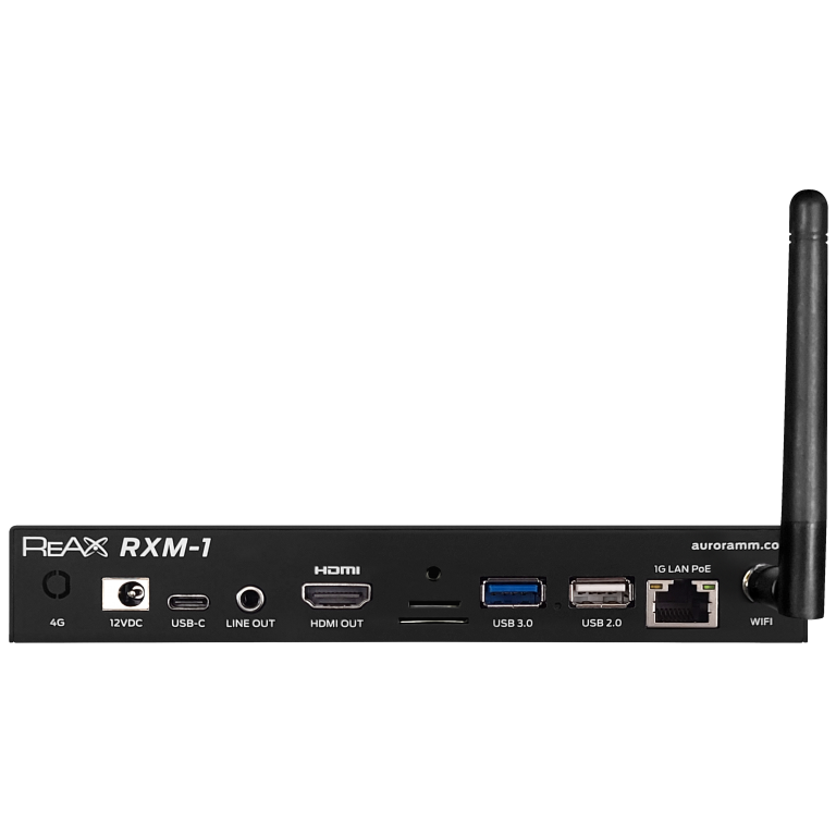 Aurora ReAX control processor with Ethernet & WiFi, and HDMI out for BYO touch monitor or digital signage and media playback