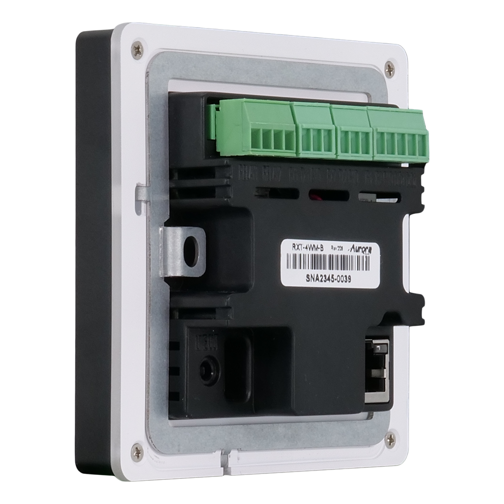 Aurora 4” 1:1 aspect ratio wall mount ReAX touch panel control system with serial, relays, I/O, IR, and Ethernet control ports (black)