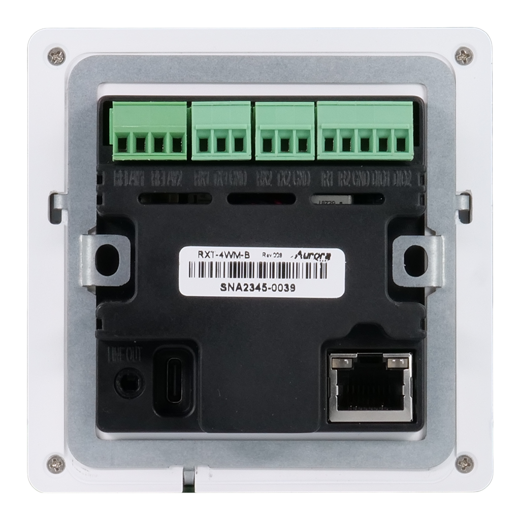 Aurora 4” 1:1 aspect ratio wall mount ReAX touch panel control system with serial, relays, I/O, IR, and Ethernet control ports (black)