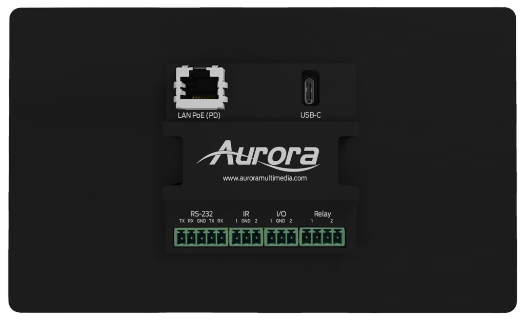 8” wall mount ReAX touch panel control system with serial, I/O, relay, IR, and Ethernet control ports (black)