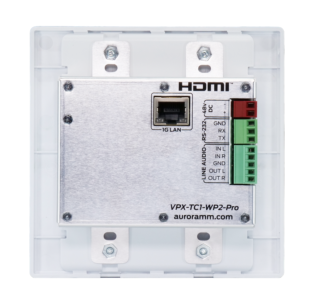 Aurora Next-gen 4K60 4:4:4 1Gbps AV-over-IP transceiver box utilizing Aurora’s Mimix™ CODEC technology (copper+SFP slot)