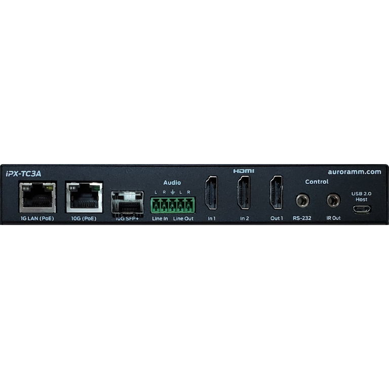 Aurora 3rd gen. 4K 10Gbps SDVoE AV-over-IP transceiver box with 2 HDMI® in, 1 HDMI® out and advanced scaling (ASIC model, copper+fiber version)
