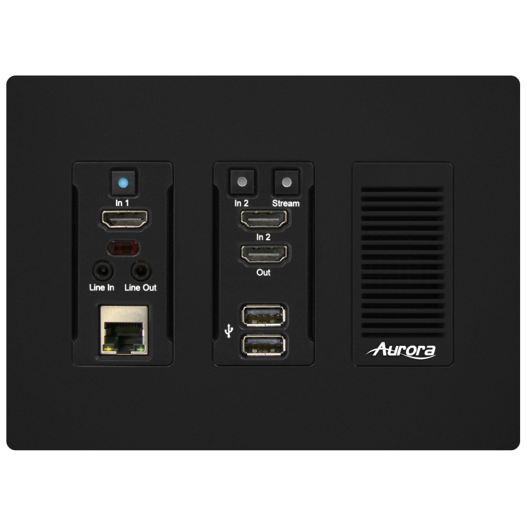 Aurora 3rd gen. 4K 10Gbps SDVoE AV-over-IP transceiver 3-gang wall plate (ASIC model, fiber version)