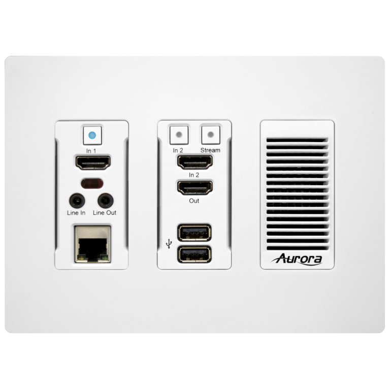 Aurora 3rd gen. 4K 10Gbps SDVoE AV-over-IP transceiver 3-gang wall plate (ASIC model, fiber version)