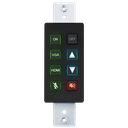 8-button 1-gang backlit button control pad with serial, IR, and Ethernet control ports