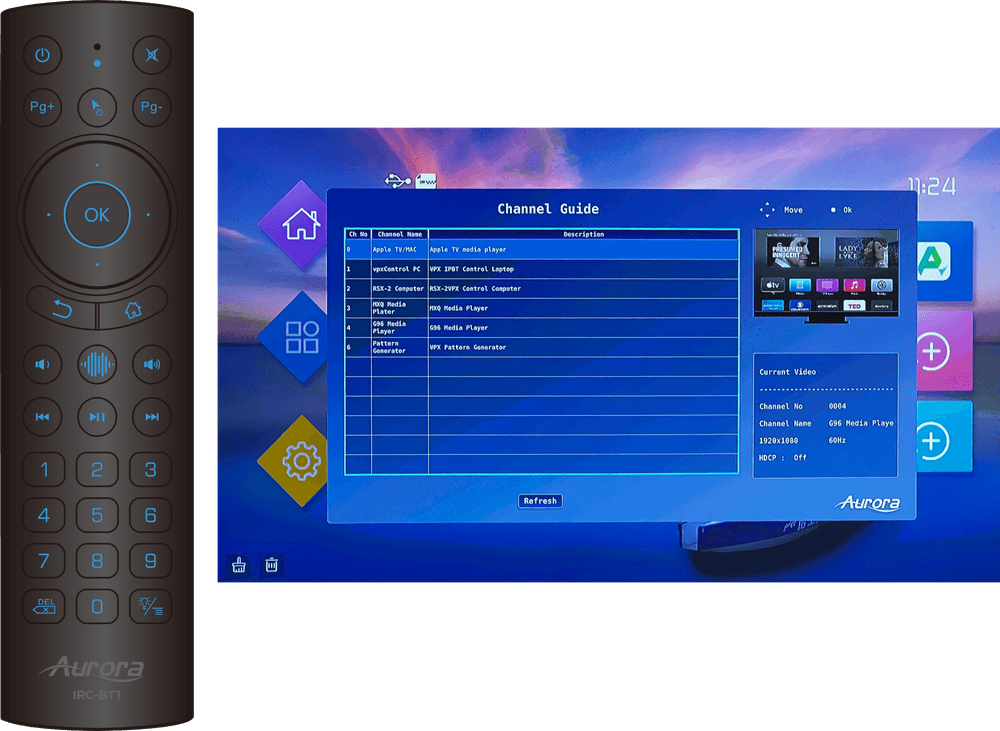 Aurora 2.4GHz RF/IR remote for controlling the VPX Series products