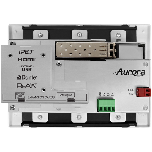 Aurora 3rd gen. 4K 10Gbps SDVoE AV-over-IP transceiver 3-gang wall plate (ASIC model, fiber version)